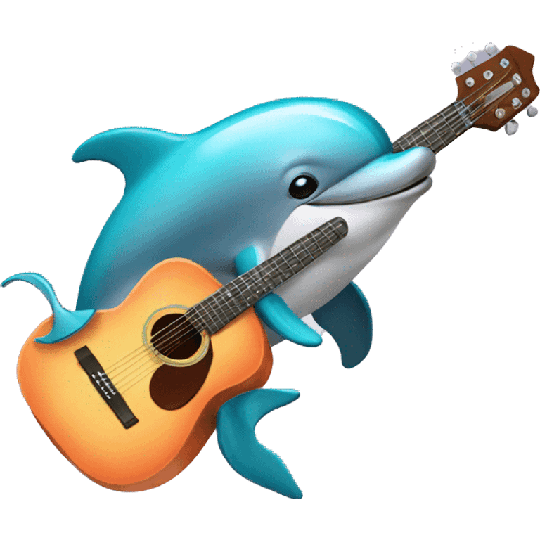 A dolphin with a guitar emoji