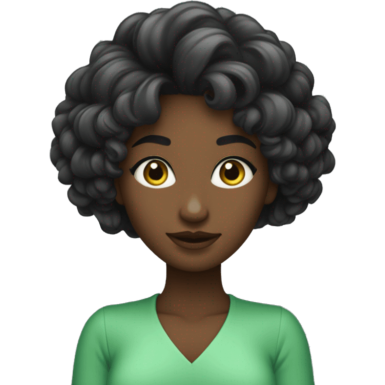 Mulher branca cabelo preto ondulado e olhos verdes emoji