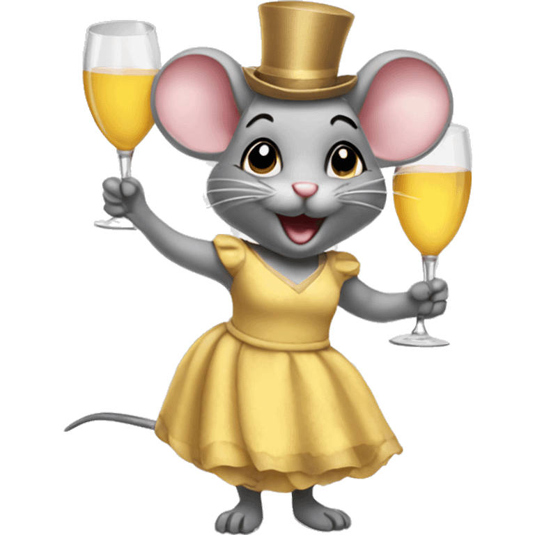 A mouse in a dress partying emoji