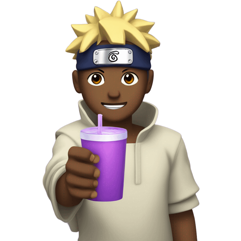 naruto drinking purple koolaid out of a styrofoam cup emoji