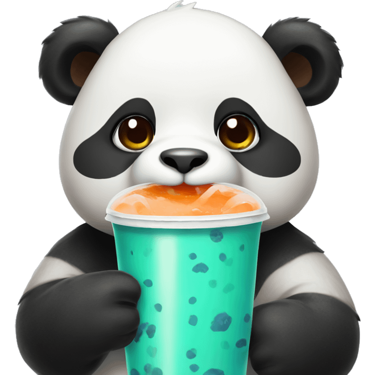 panda drinking bubble tea emoji