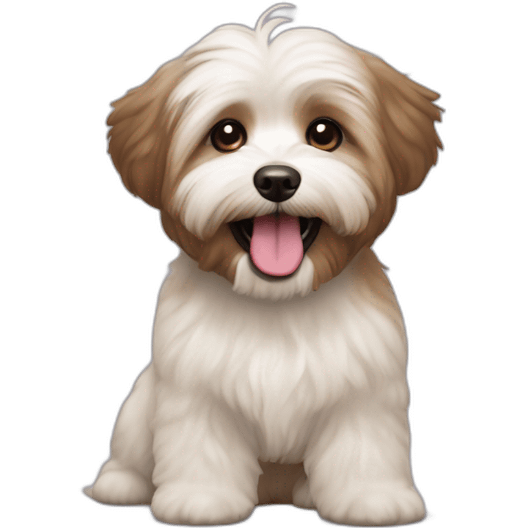 brown coloured dog bichon havanese crazy tongue emoji