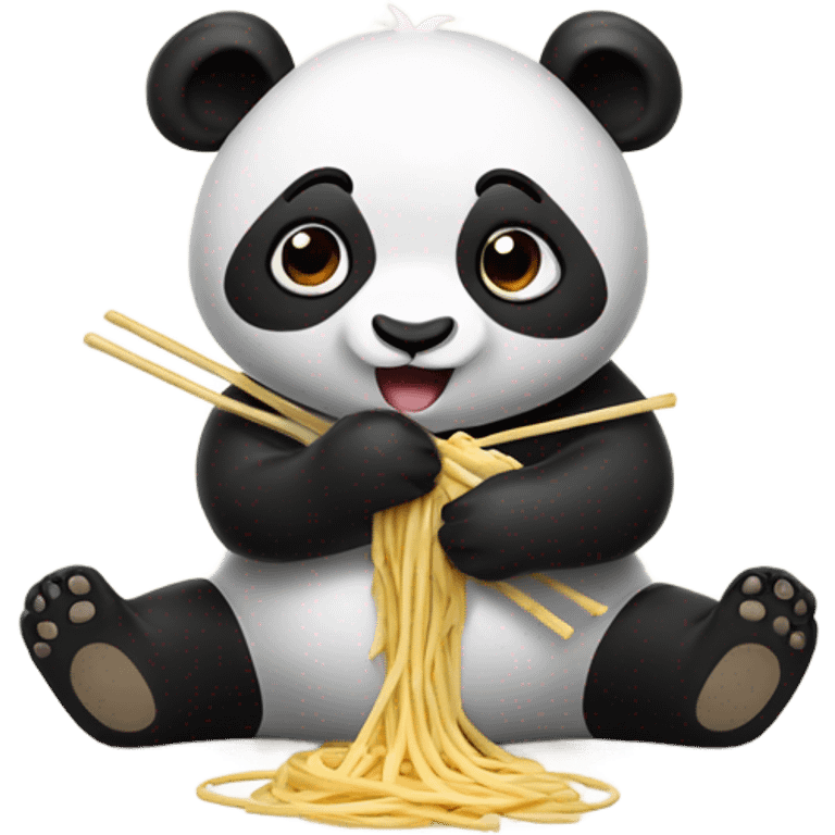 Panda eating noodles emoji