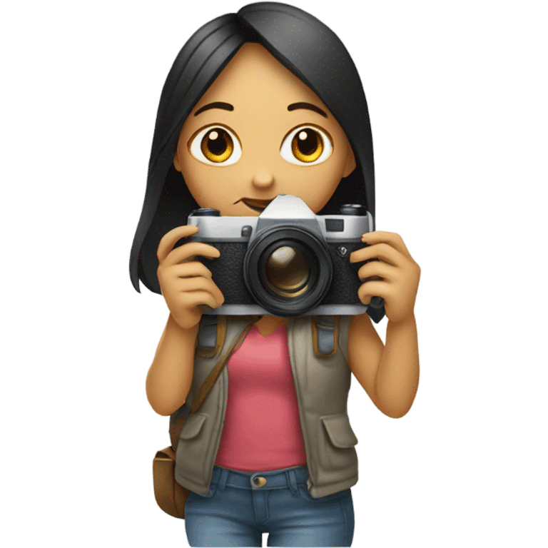 girl with a camera and a pencil emoji