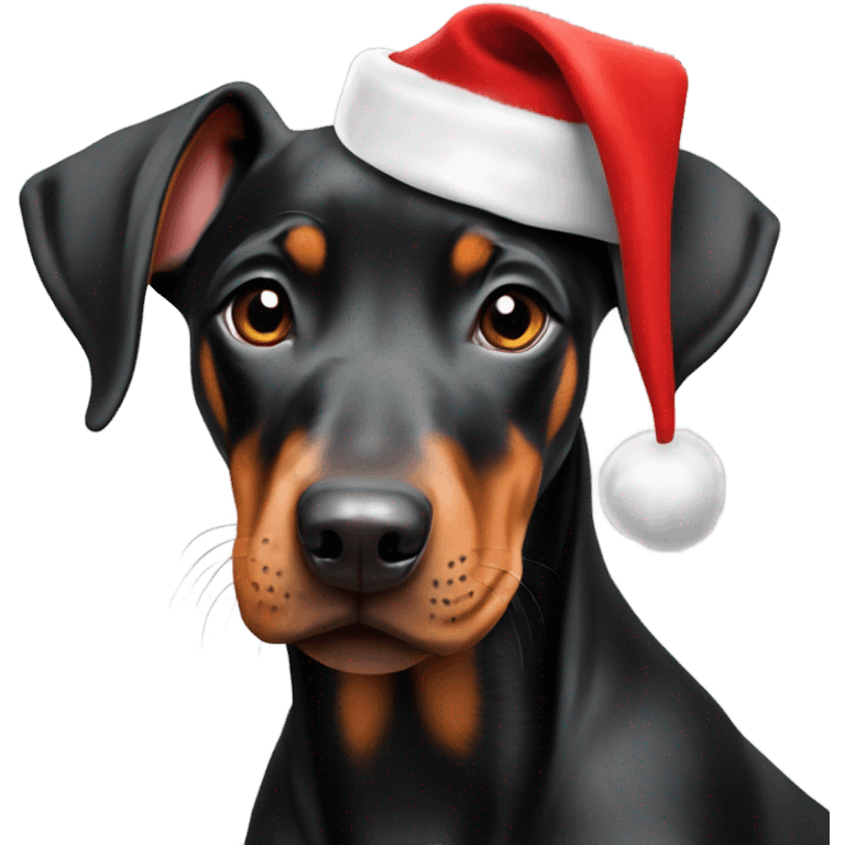 European Doberman Pinscher Puppy with Santa hat  emoji