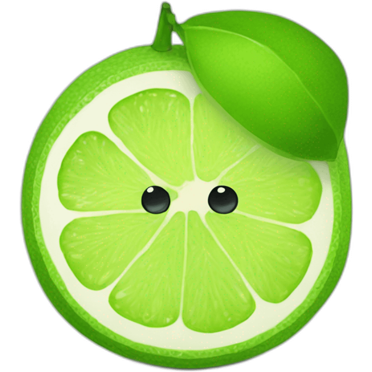 Cute slice of lime with two big cute eyes emoji