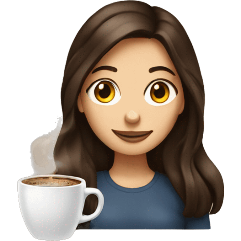 Brunette girl deinking coffee emoji