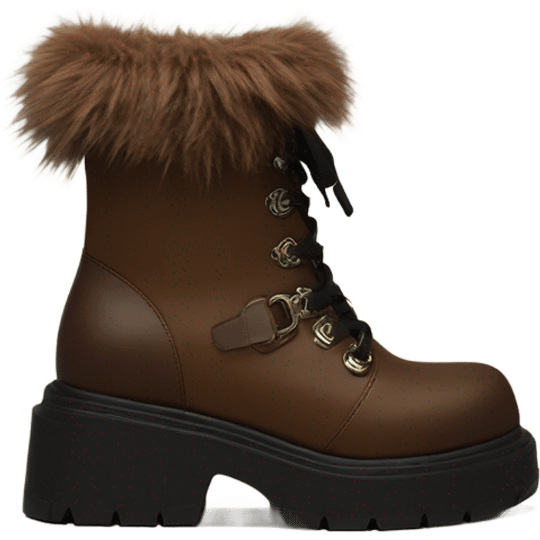 Platform Demonia boots brown fur emoji