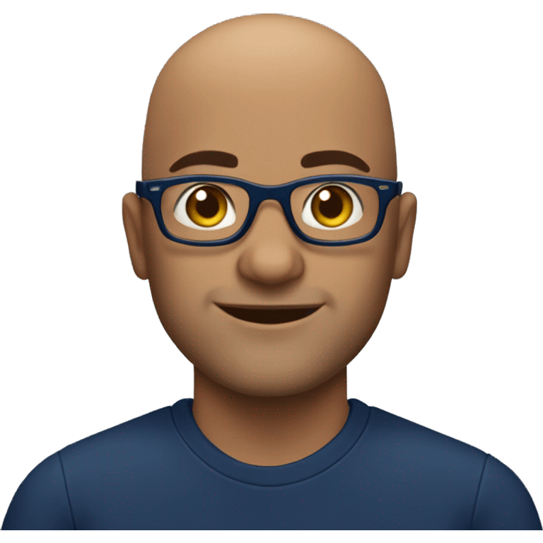 brazilian guy, 40 years old, bald, using glasses and navy blue shirt emoji