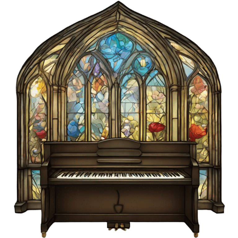 Stained glass piano room emoji