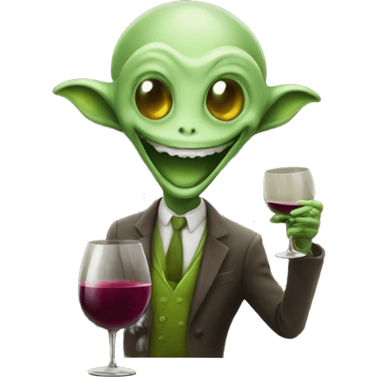 happy alien Sommelier wine emoji