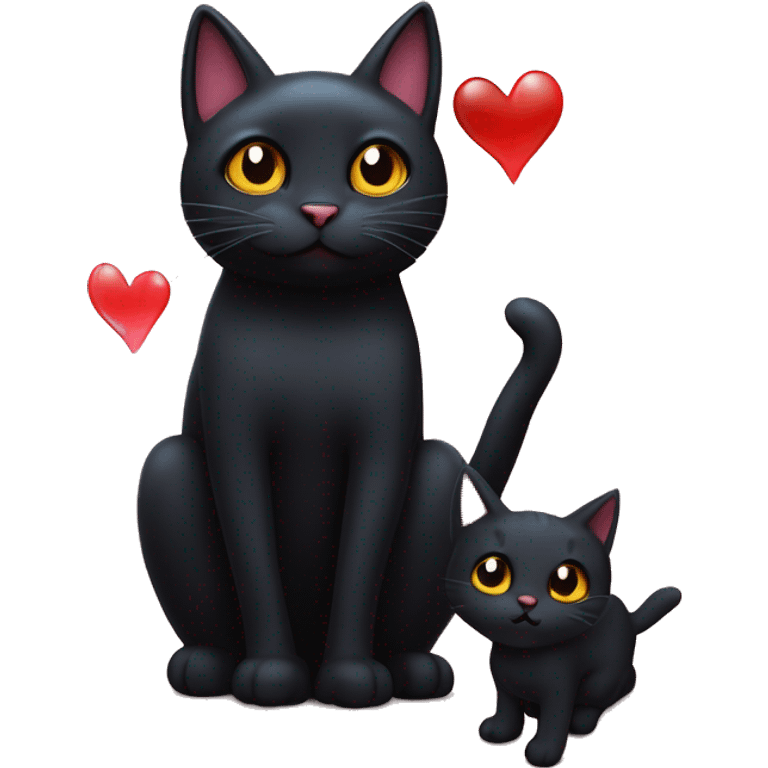 Black cat in love with a stained kitty￼ emoji