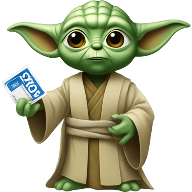 Yoda holding a coupon emoji