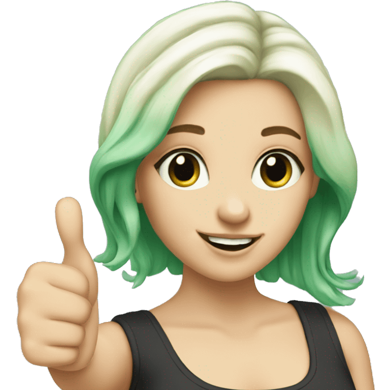 white girl "thumbs up" green hair  emoji