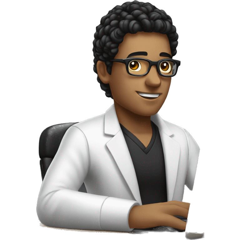 data science with laptop and glasses, black hair emoji