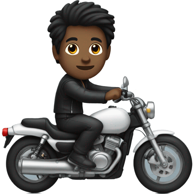 white boy with black hair driving black motorcycle at full speed

 emoji