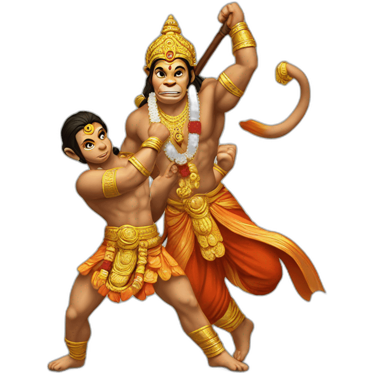 Lord Hanuman and cbum fighting emoji