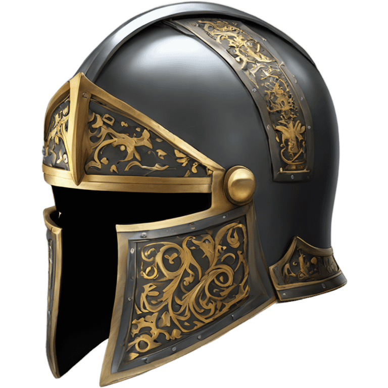 ornate french full-face armet helmet intricate inlays emoji