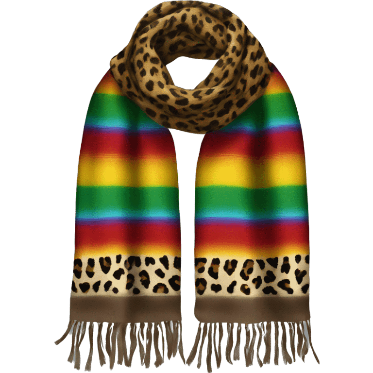 Realistic isolated serape with leopard print pattern winter scarf.  emoji