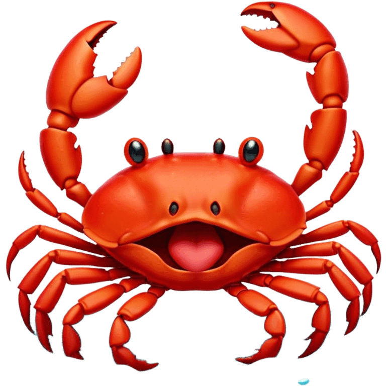 Cinematic Cute Yawning Red Crab Portrait Emoji, Head tilted slightly with a dramatic, wide-open yawn, showcasing a vivid, scarlet exoskeleton with softly drooping antennae and eyes half-closed in drowsy contentment, Simplified yet irresistibly adorable features, highly detailed, glowing with a soft, cozy oceanic glow, high shine, relaxed yet expressive, stylized with a dash of whimsical seaside charm, soft glowing outline, capturing the essence of a drowsy yet affectionate red crab that appears ready to scuttle out for a nap! emoji