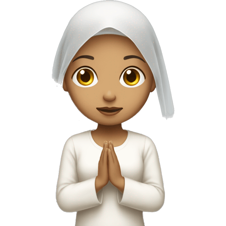 Light skin girl praying with white veil  emoji