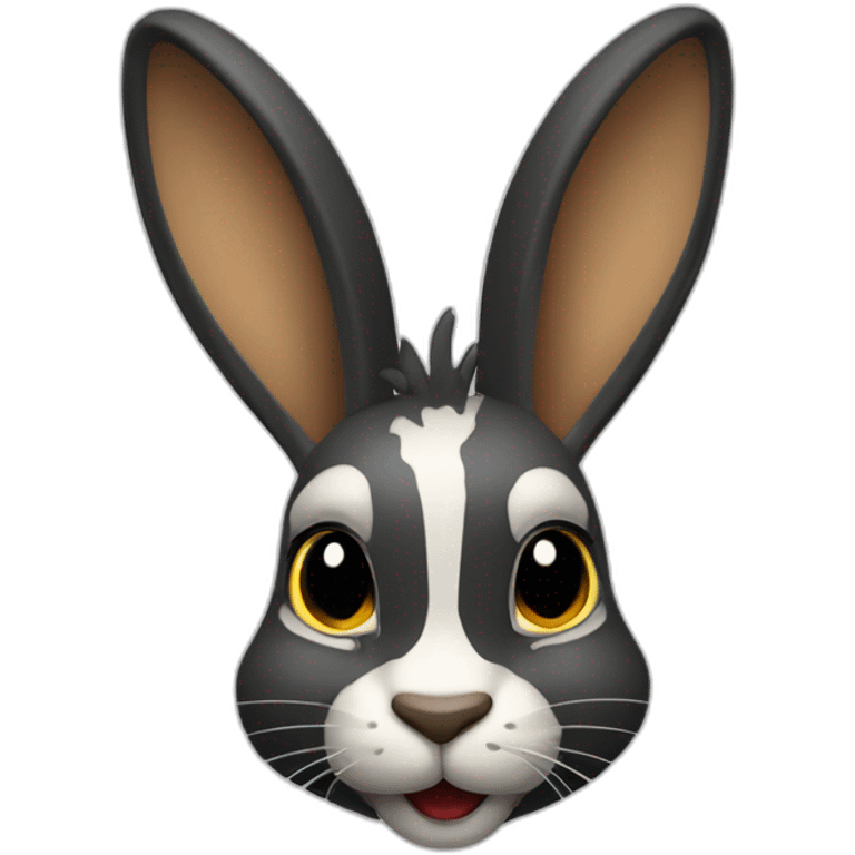 Lapine arlequin côté de visage gauche noir emoji