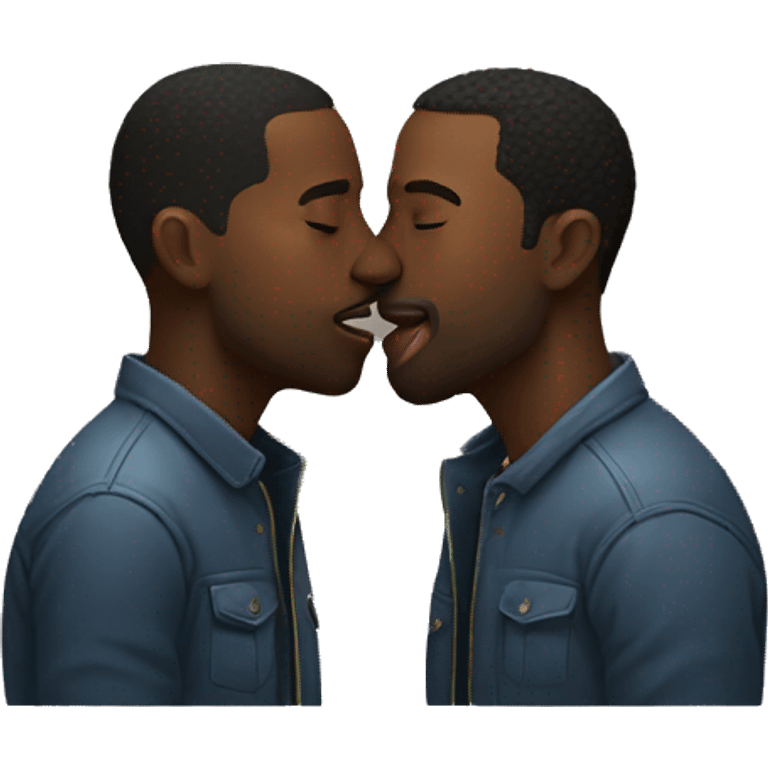 two black men kissing  emoji