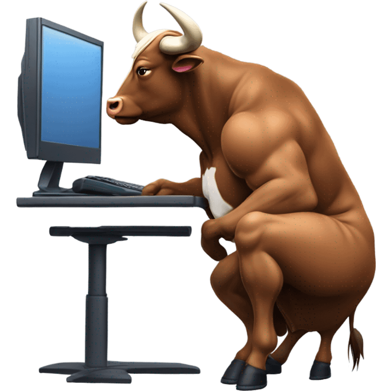 bull using computer emoji