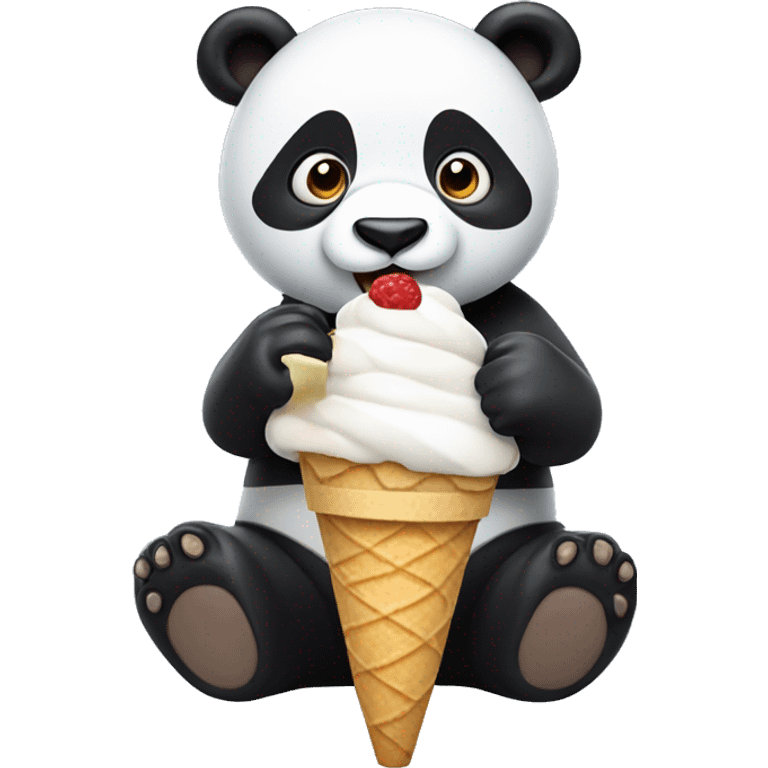 Panda eating ice cream emoji