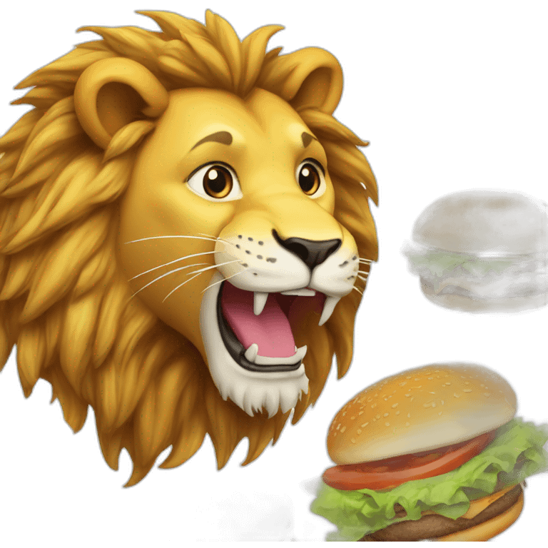 Lion qui mange un burger emoji