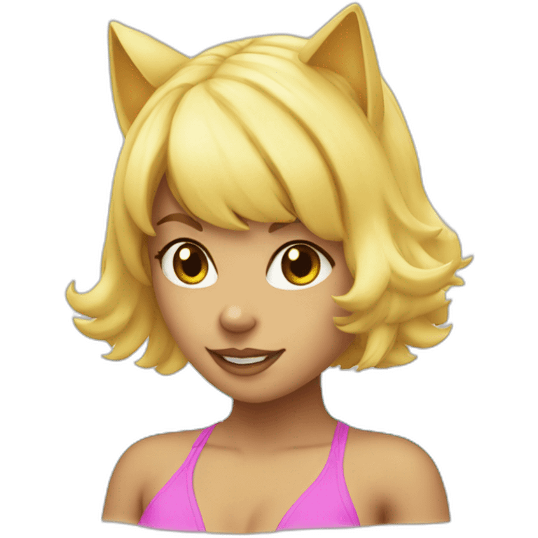 hot catgirl blonde swim suit emoji