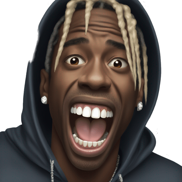 kazak travis scott screaming with diamond teeth grillz emoji