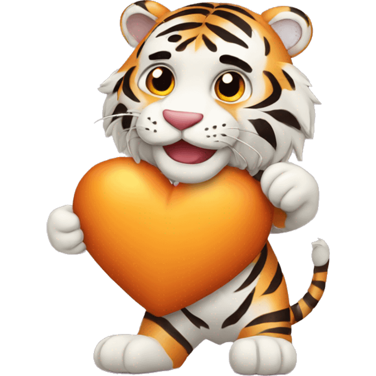 Tiger with an Hearth in his Arms emoji