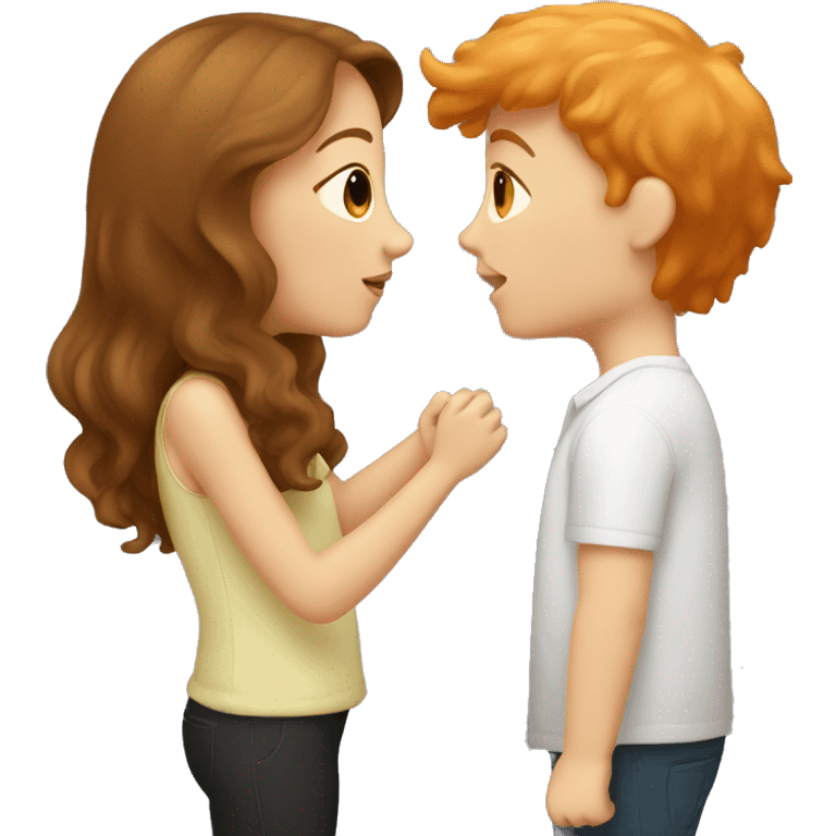 Brown hair girl kissing ginger guy emoji