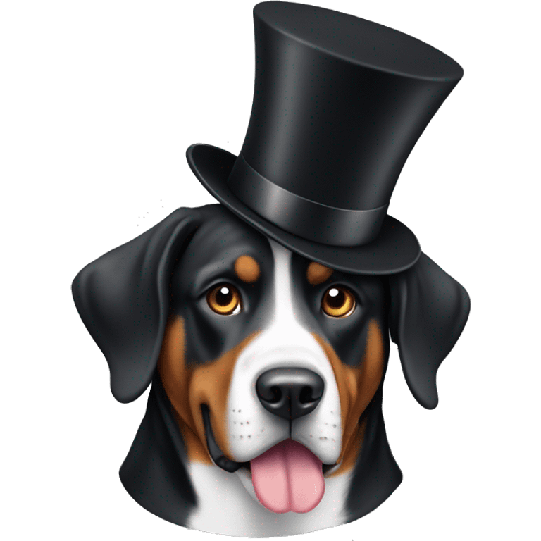 swiss mountain dog wearing a top hat emoji