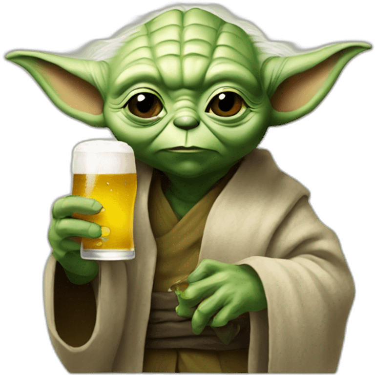 Yoda drinking a beer emoji