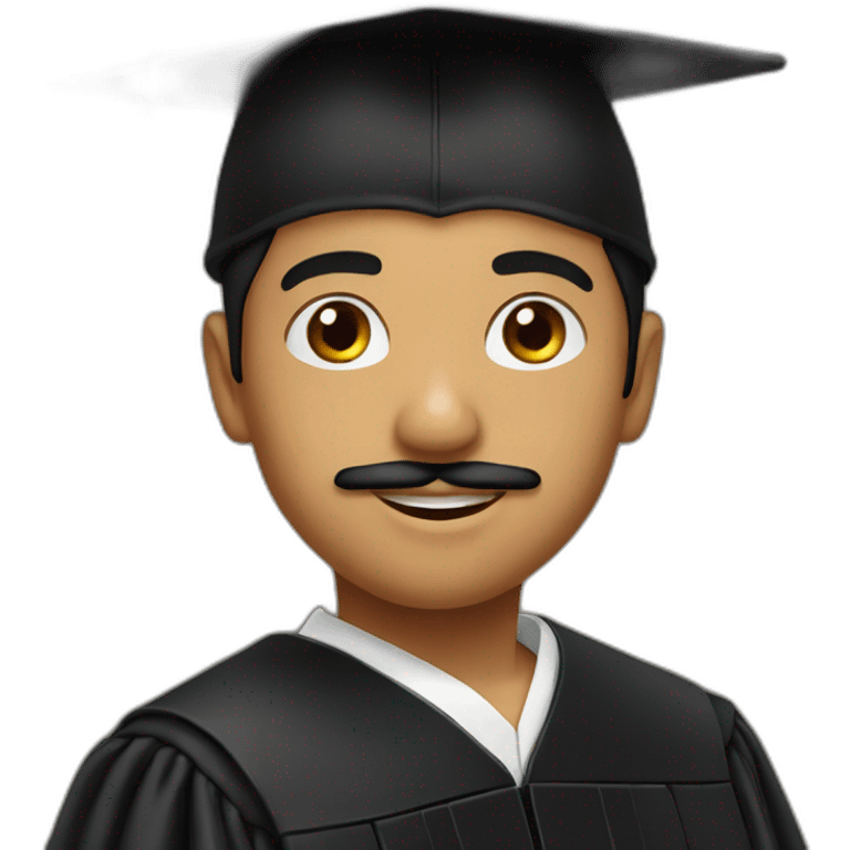 Arabic boy with mustache and black graduation cap emoji