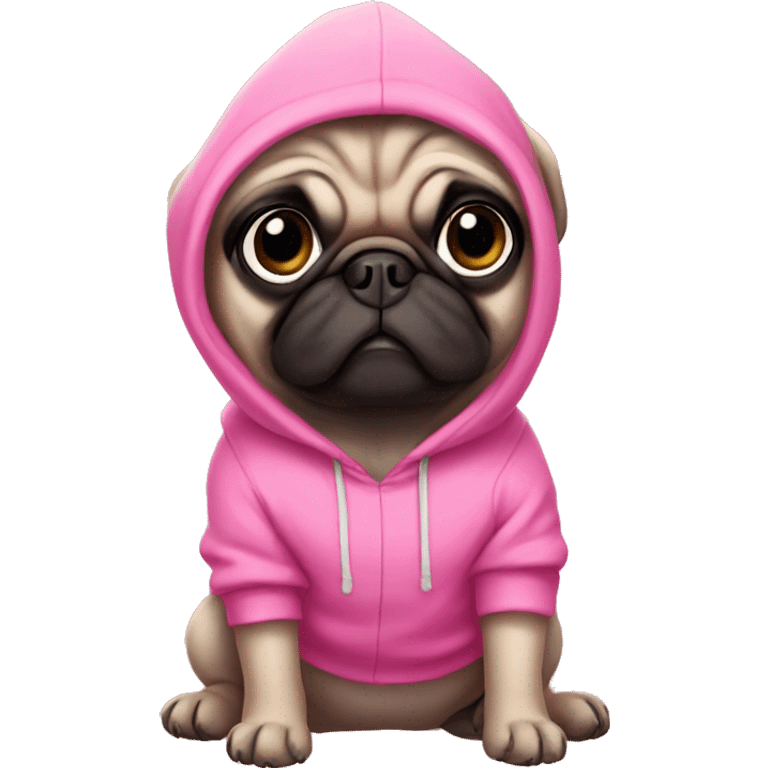 pug wearing pink hoodie  emoji