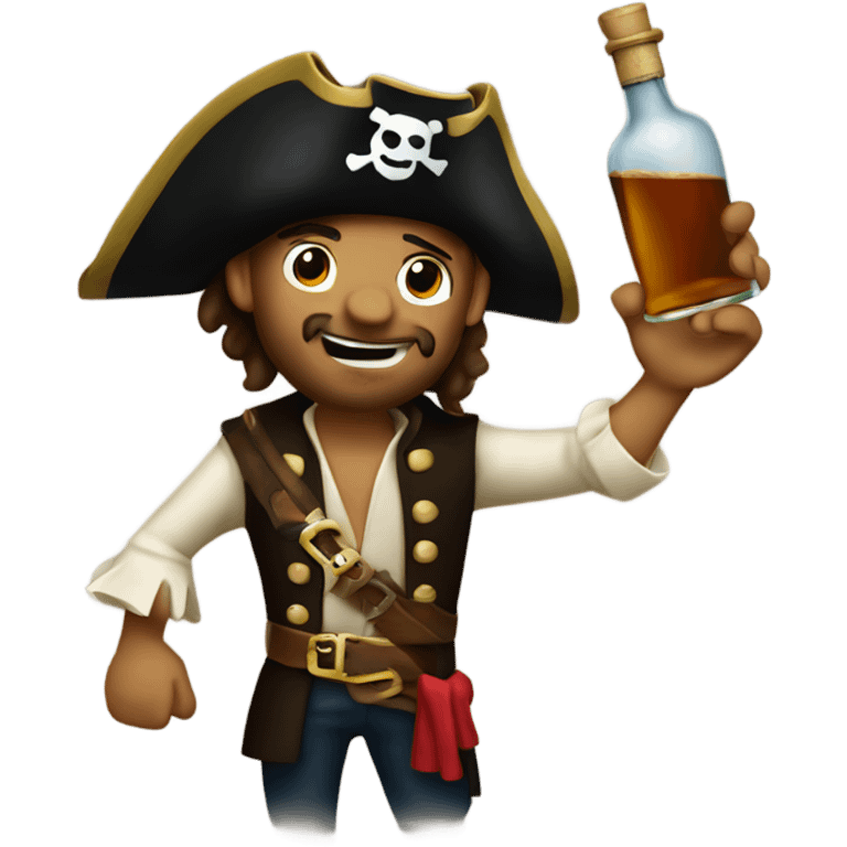 A pirate holding up a bottle of rum emoji