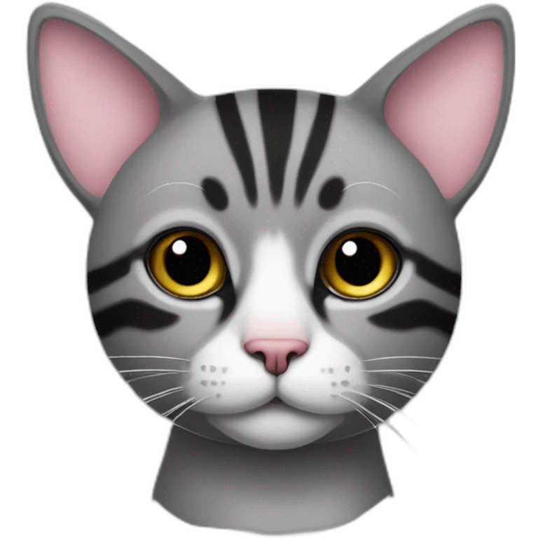 a gray beehive cat whose nose is pink and black but has no pattern all over its body emoji