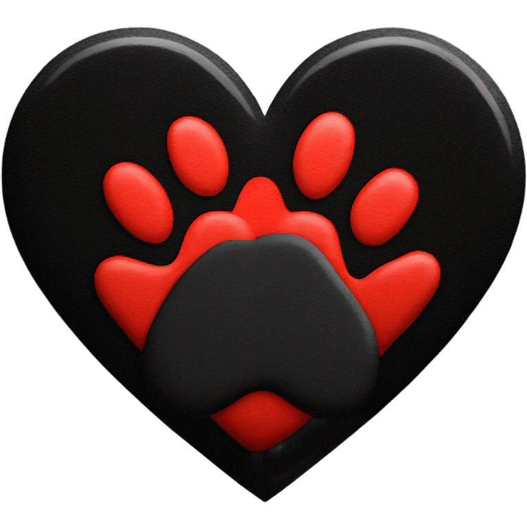 black paw in red heart emoji