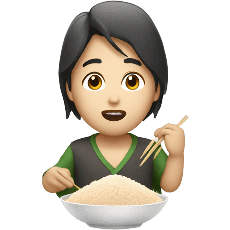 Asian eating rice emoji