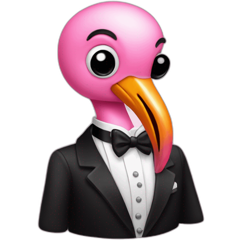 flamingo in a tux emoji