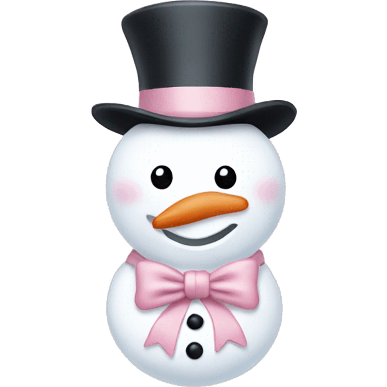 Snowman with a light pink bow emoji