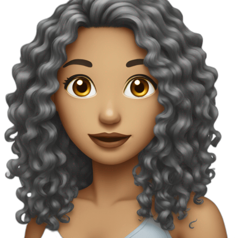 Sexy woman with long black curly hair emoji