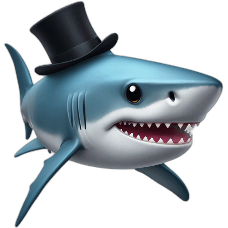 Shark with a top hat emoji