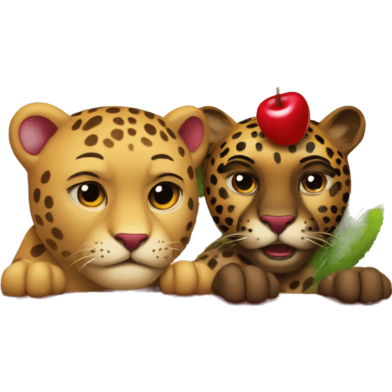 Cherry and a jaguar emoji