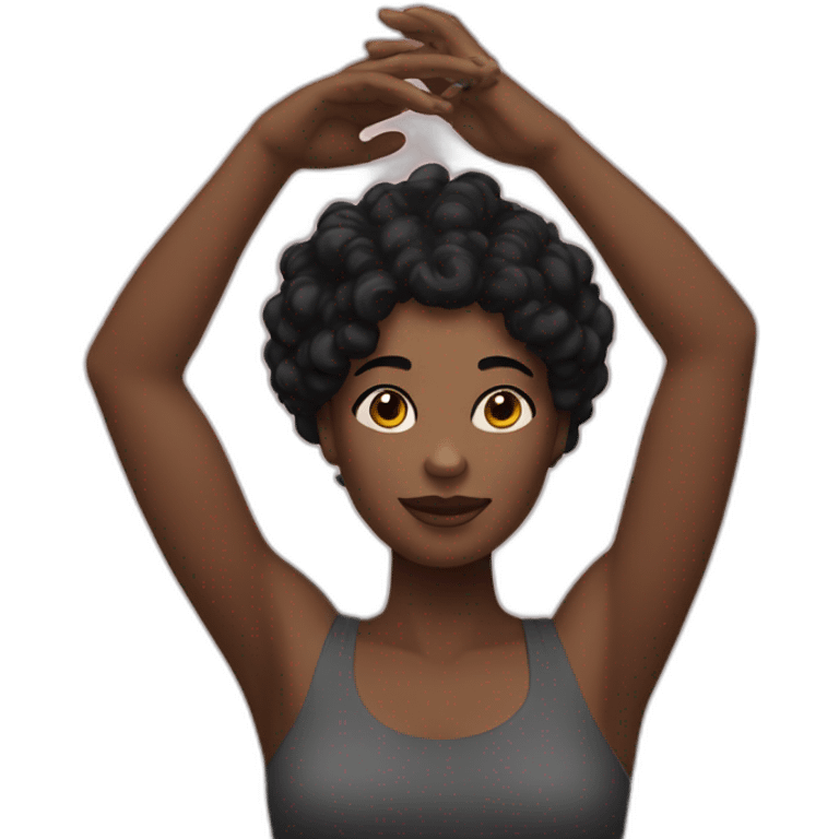 Arm Raised black Woman with black hair emoji