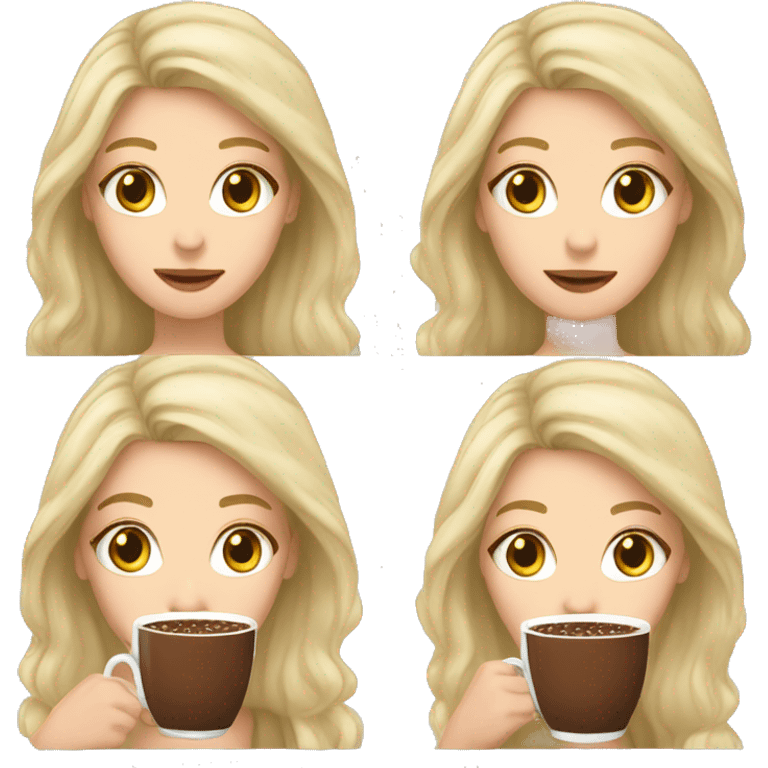 white girl with blonde long hair and a hot chocolate emoji