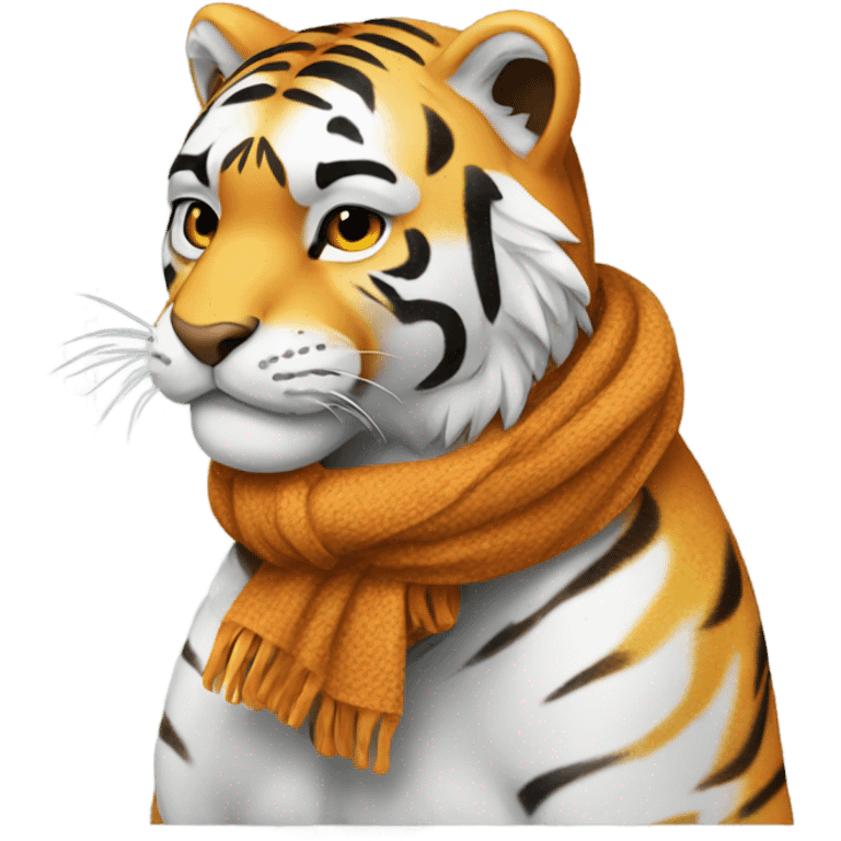 Cold tiger with scarf emoji